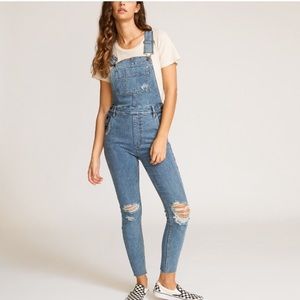 RVCA Distressed Stretchy Overalls